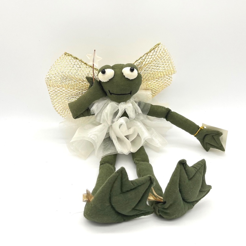 Frog Companion Fairy Godmother Plush Figure Green Tutu Wings Star Wand 13"
